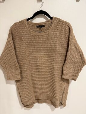 Banana Republic Taupe Waffle Knit Sweater with Side Zippers